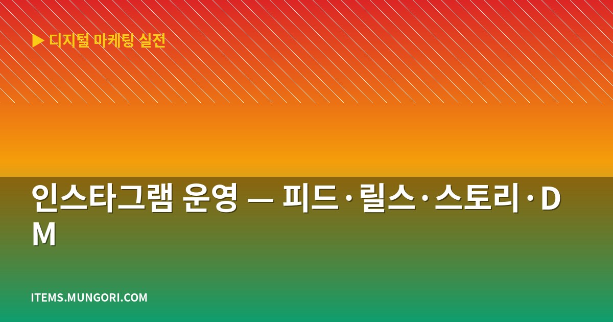 인스타그램 운영 — 피드·릴스·스토리·DM