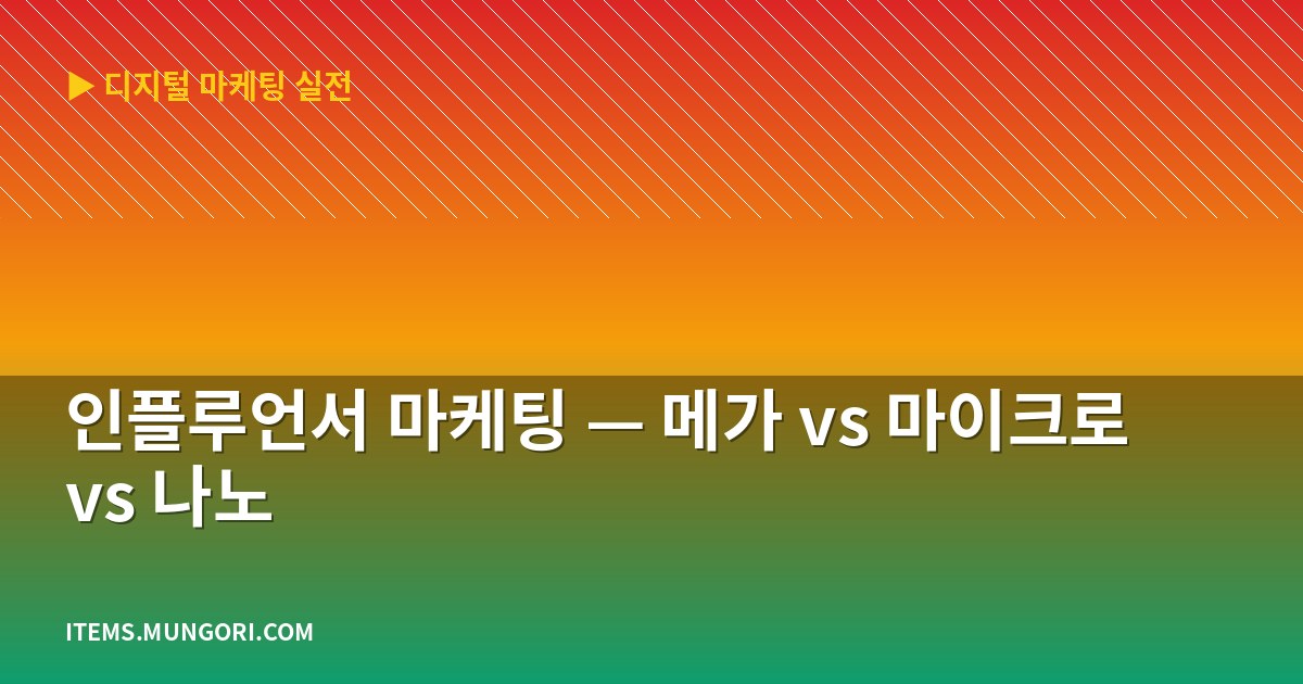 인플루언서 마케팅 — 메가 vs 마이크로 vs 나노