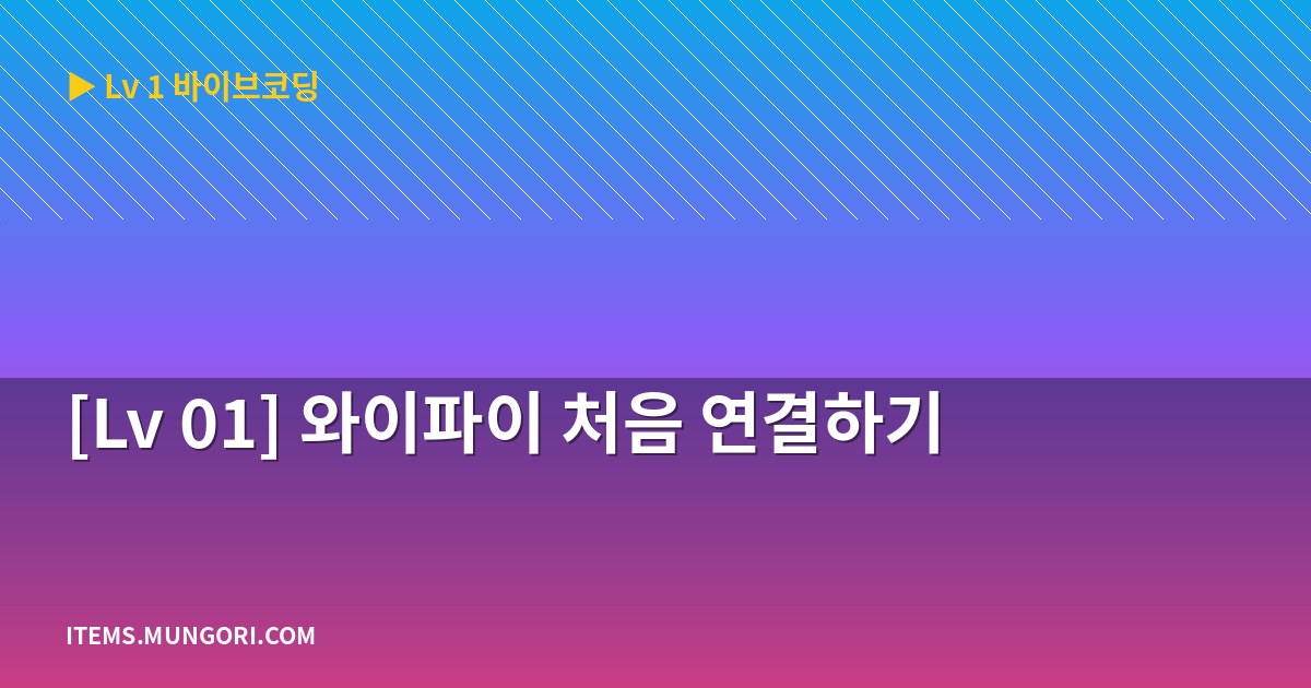 [Lv 01] 와이파이 처음 연결하기