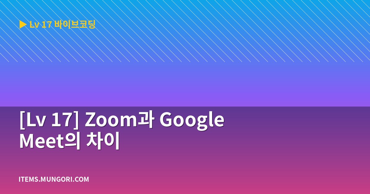 [Lv 17] Zoom과 Google Meet의 차이