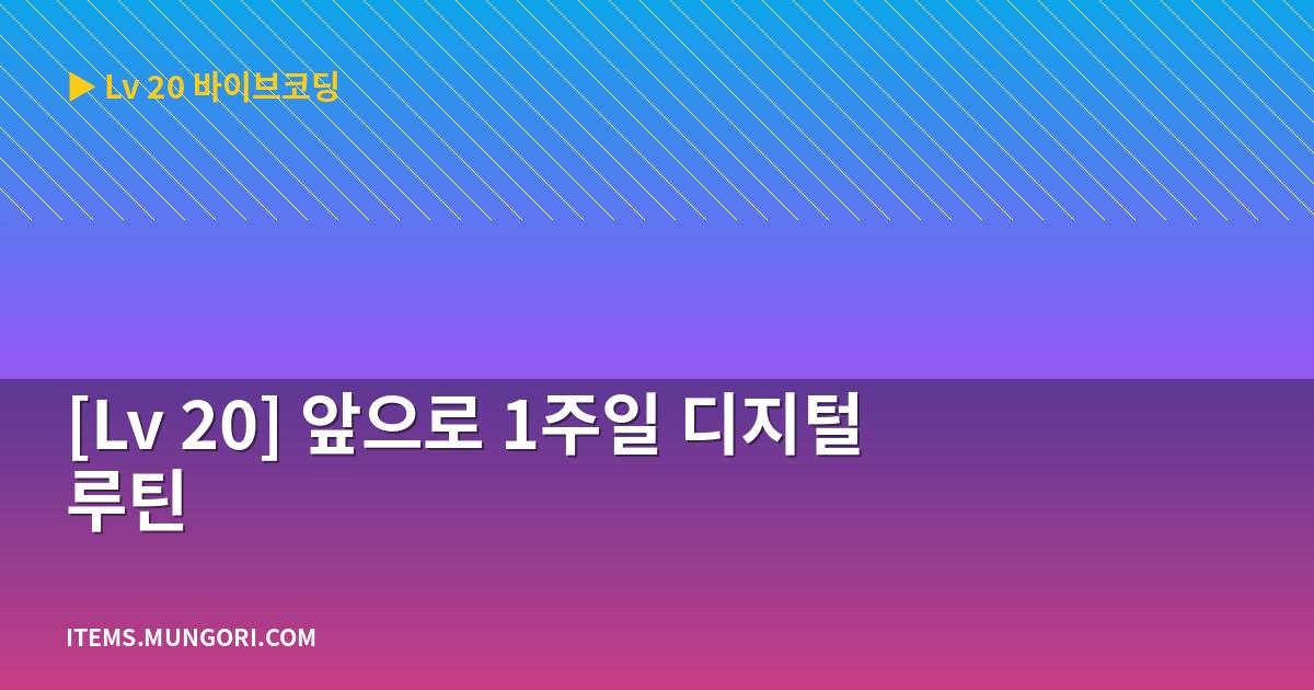[Lv 20] 앞으로 1주일 디지털 루틴