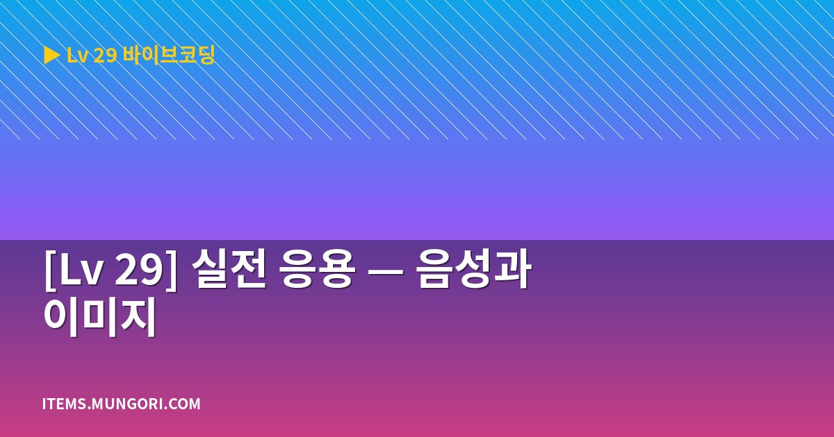 [Lv 29] 실전 응용 — 음성과 이미지