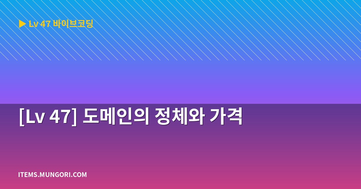 [Lv 47] 도메인의 정체와 가격