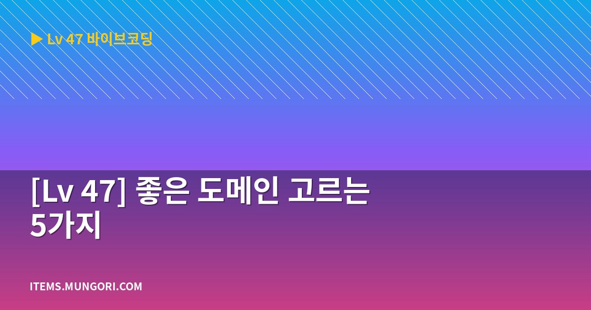 [Lv 47] 좋은 도메인 고르는 5가지