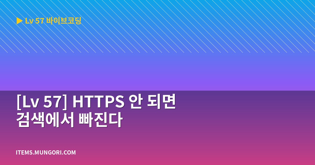 [Lv 57] HTTPS 안 되면 검색에서 빠진다