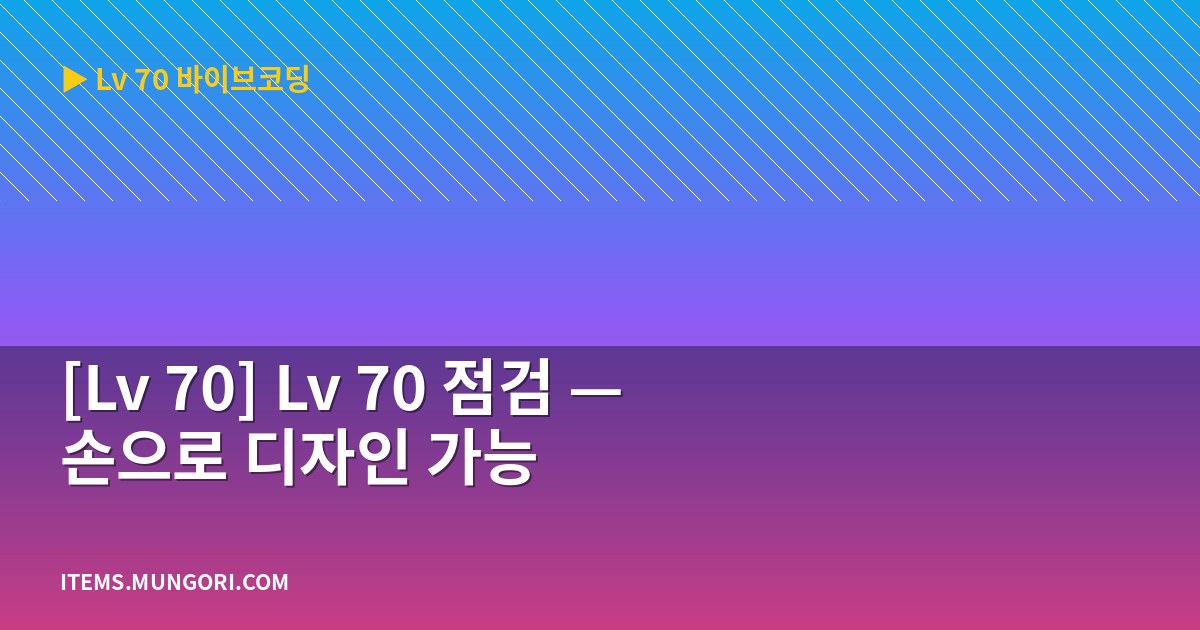 [Lv 70] Lv 70 점검 — 손으로 디자인 가능