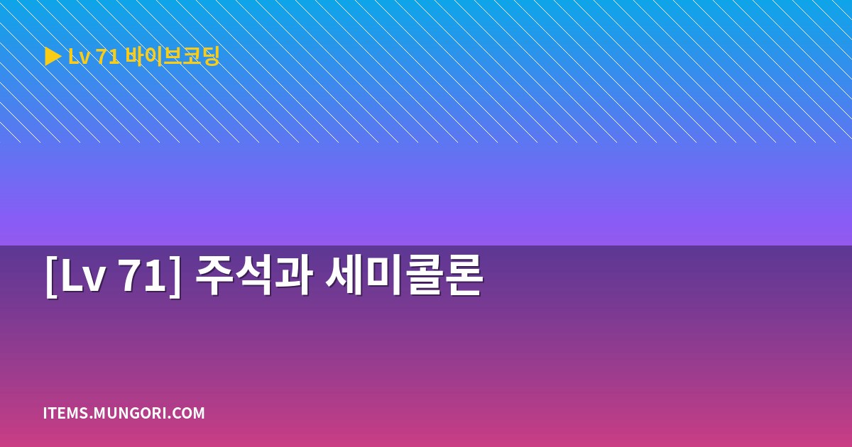 [Lv 71] 주석과 세미콜론