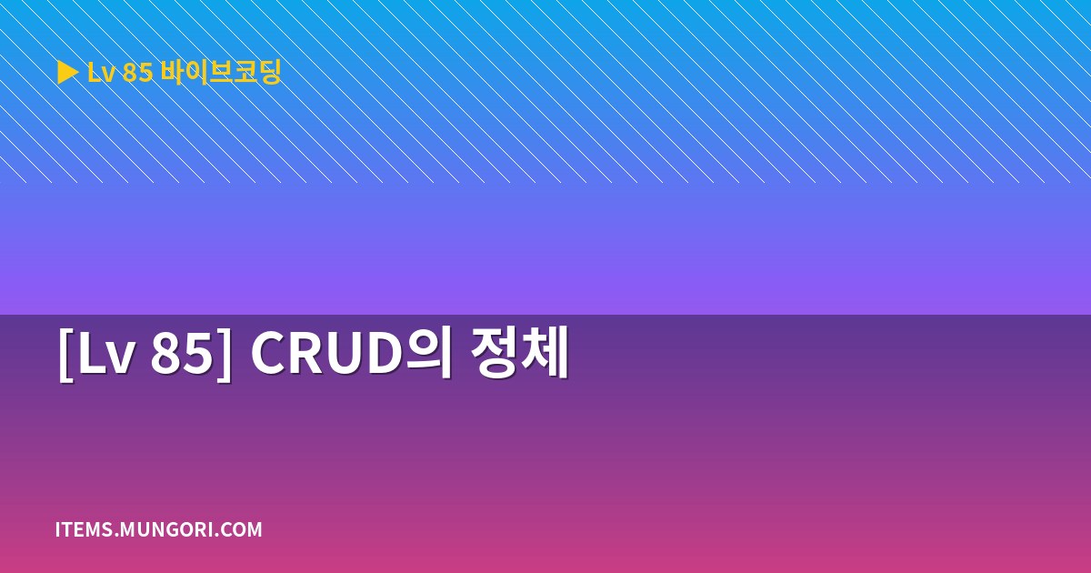 [Lv 85] CRUD의 정체