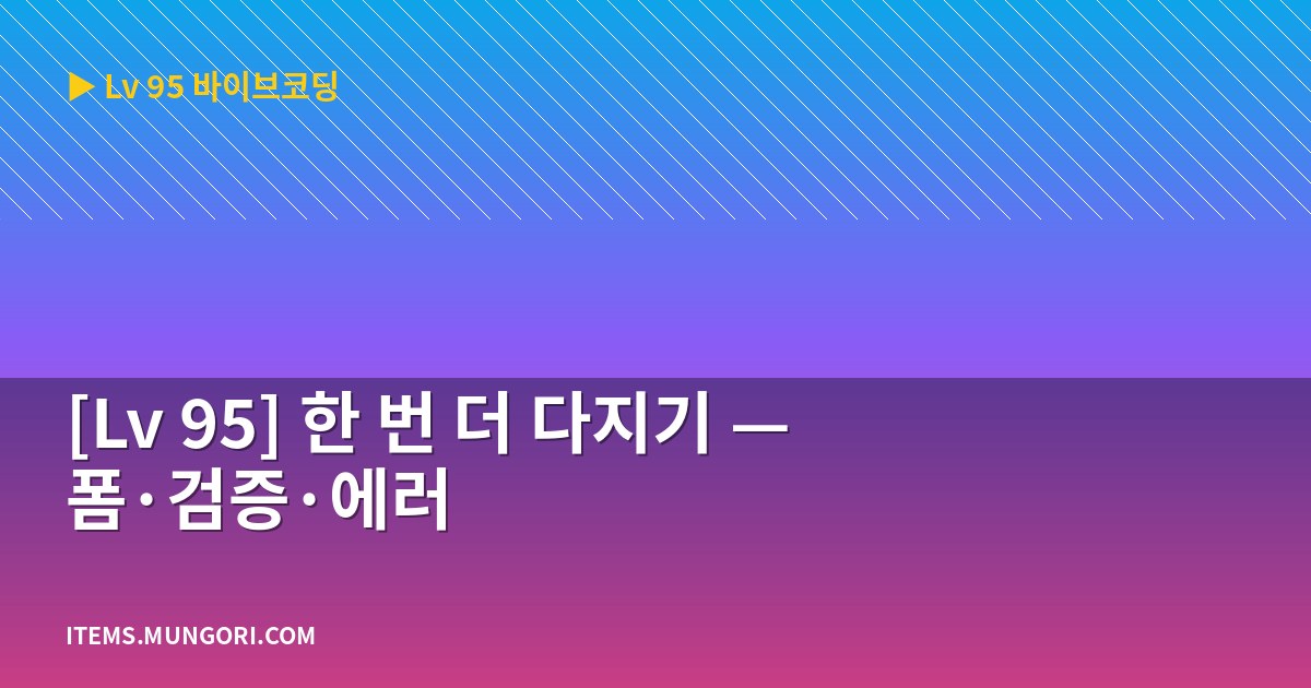 [Lv 95] 한 번 더 다지기 — 폼·검증·에러
