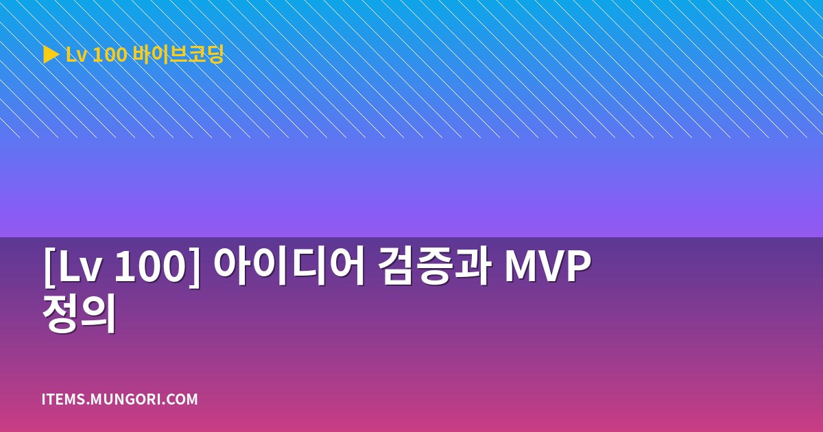 [Lv 100] 아이디어 검증과 MVP 정의