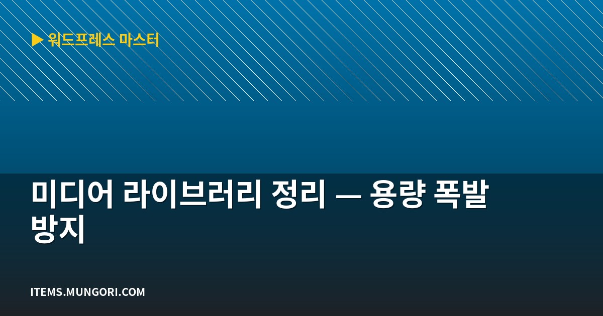 미디어 라이브러리 정리 — 용량 폭발 방지