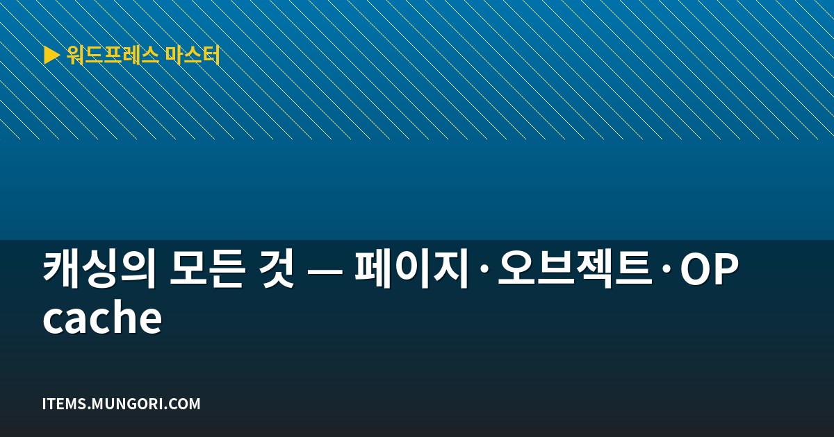 캐싱의 모든 것 — 페이지·오브젝트·OPcache